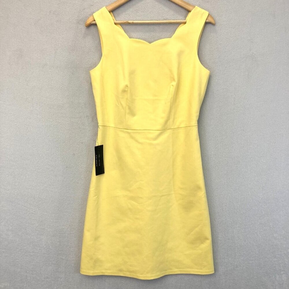 The Limited Yellow Scalloped Neck Sleeveless Sheath Dress